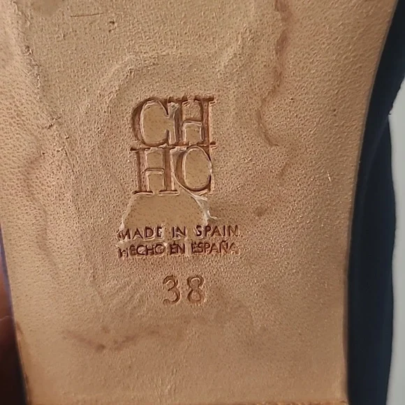 Carolina Herrera Blue Suede Red/White/Red Decorative Bow Flat Shoes Size 38/7.5 - Picture 7 of 8